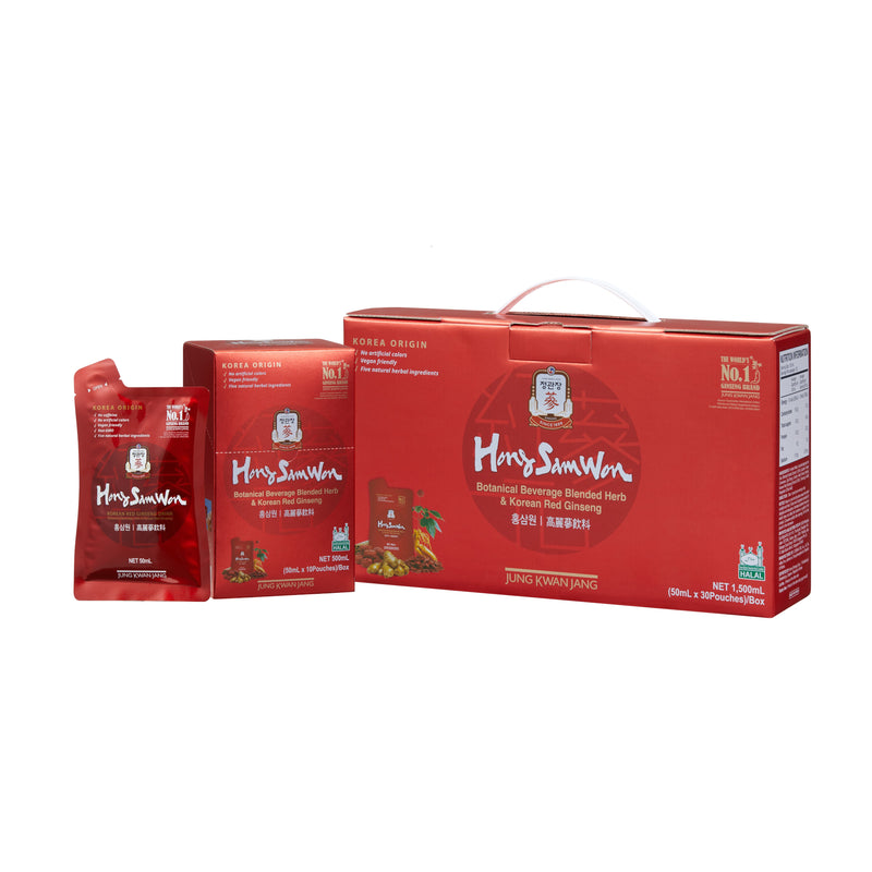 Hong Sam Won Korean Red Ginseng and Blended Herb 50ml x (15 Pouches or 30 Pouches)