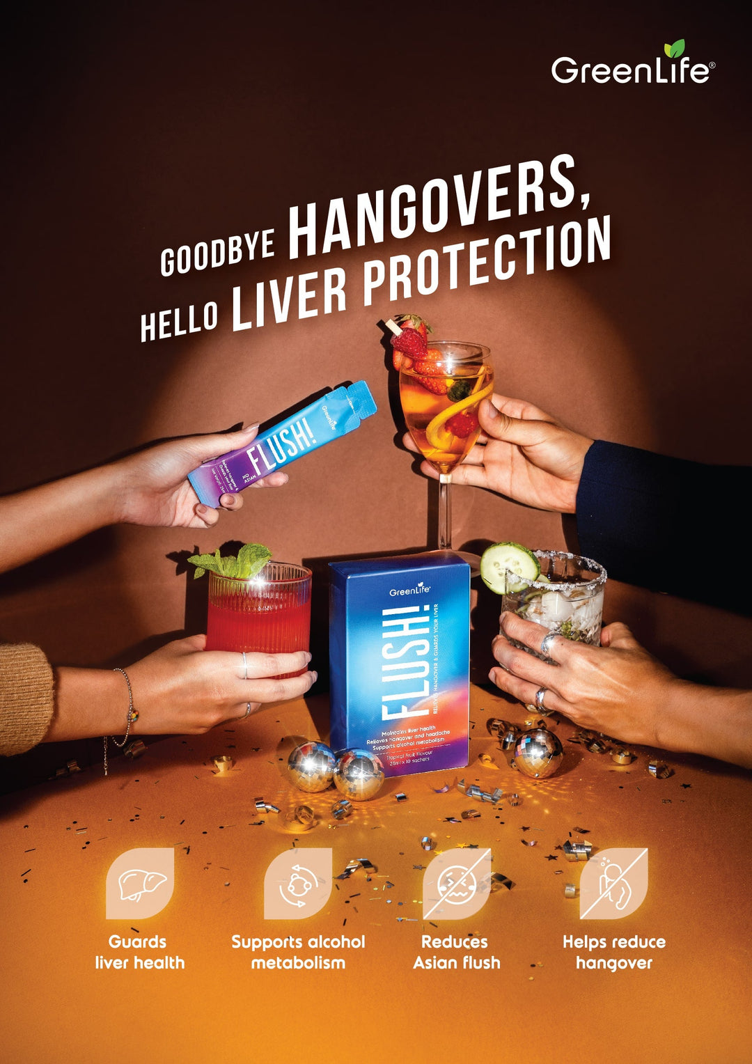 (Expiry: 24 June 2026) FLUSH!: Relieves Hangover &amp; Guards Your Liver x 10 sachets