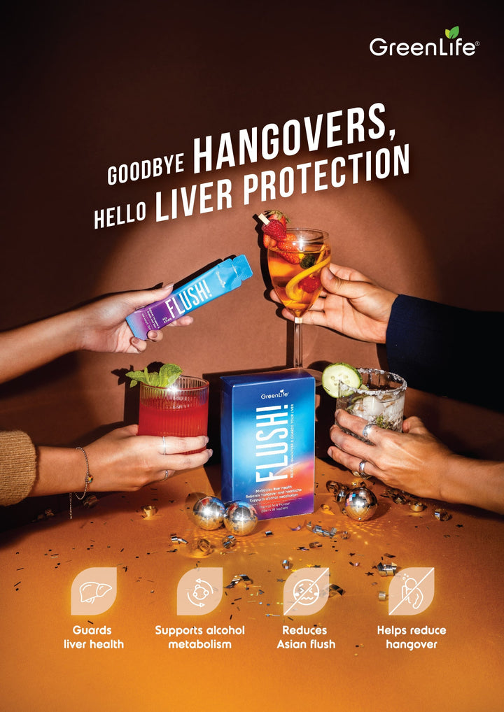 (Expiry: 24 June 2026) FLUSH!: Relieves Hangover &amp; Guards Your Liver x 10 sachets