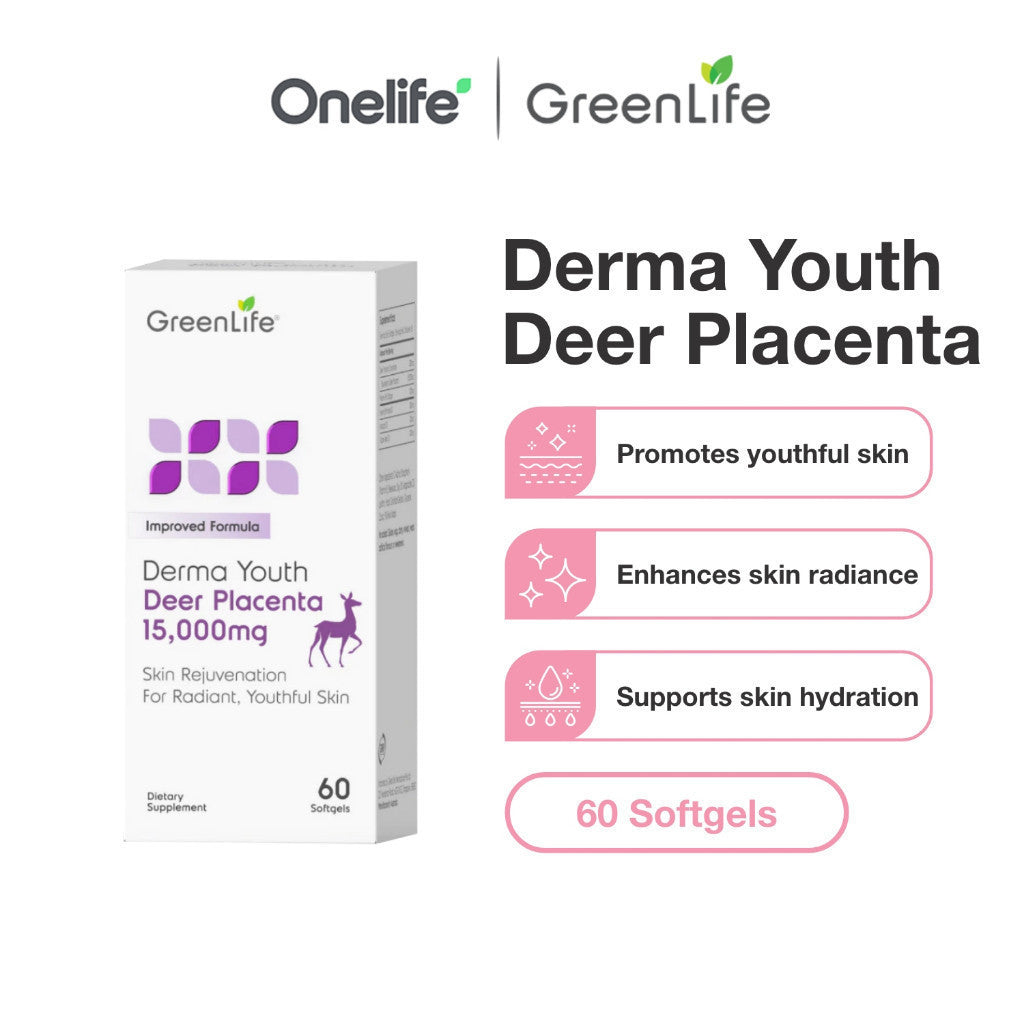 (Exp: Jan 2027) Derma Youth Deer Placenta 15,000mg: Skin rejuvenation, for radiant &amp; youthful skin | 60 softgels