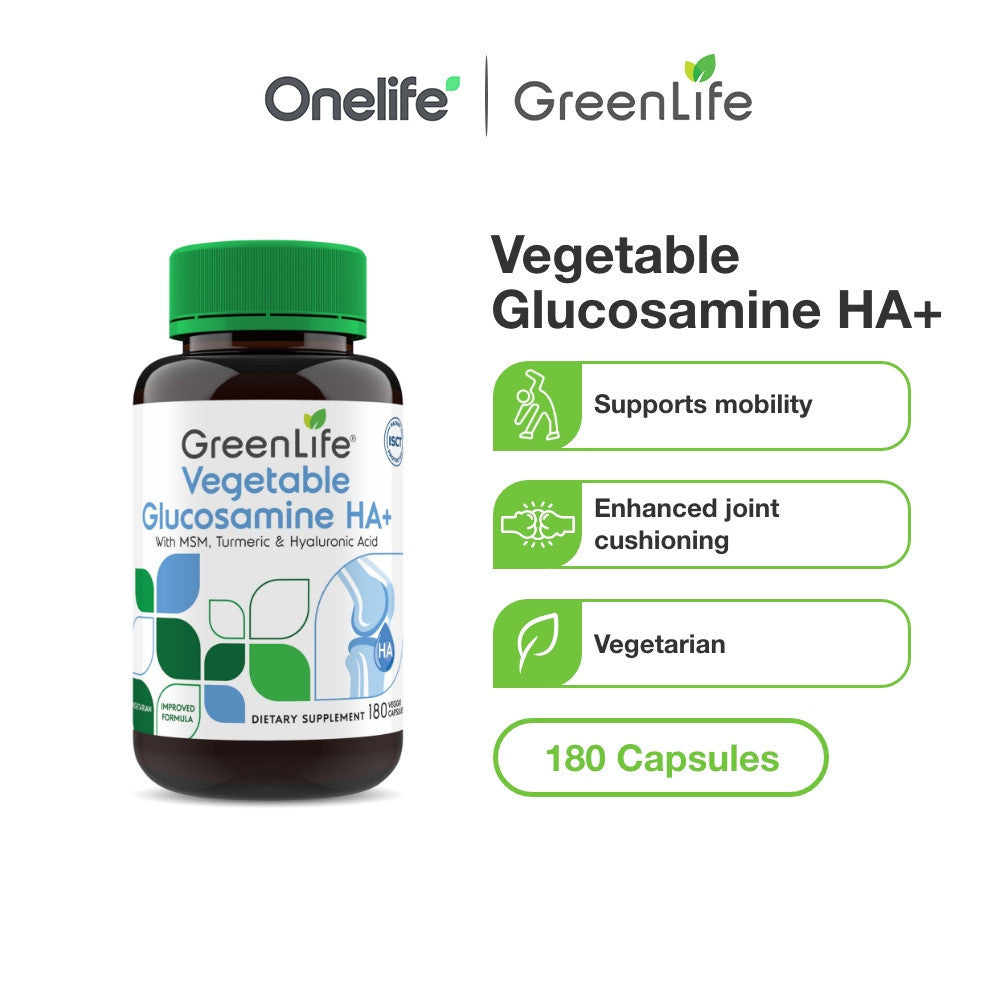 Vegetable Glucosamine HA+ with MSM, Turmeric &amp; Hyaluronic Acid 180 veggie capsules