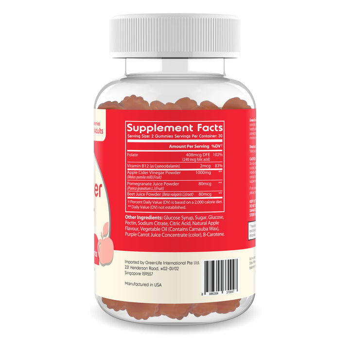 Apple Cider Vinegar Gummies: Enriched with vitamins Bs &amp; antioxidants (60 gummies)