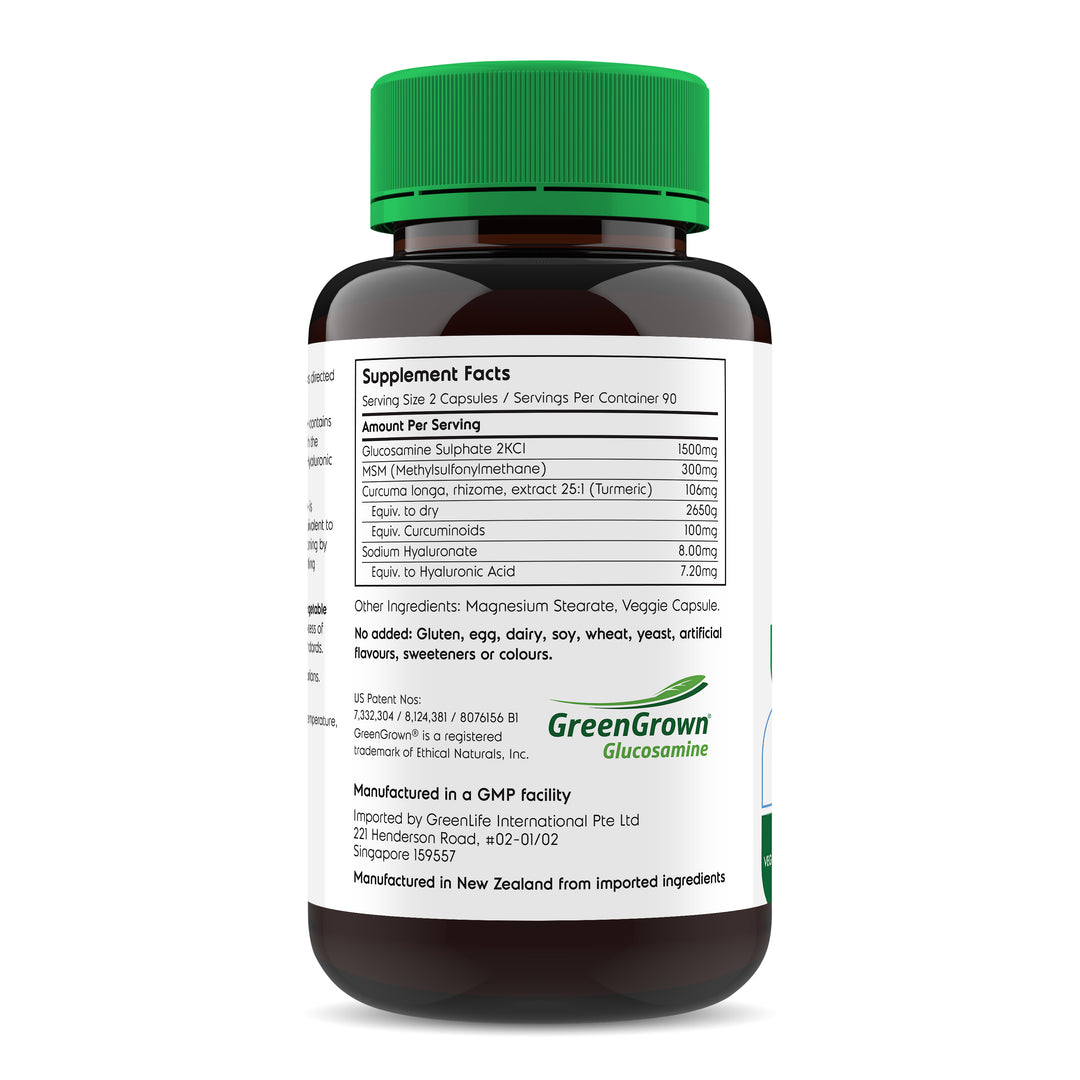 Vegetable Glucosamine HA+ with MSM, Turmeric &amp; Hyaluronic Acid 180 veggie capsules