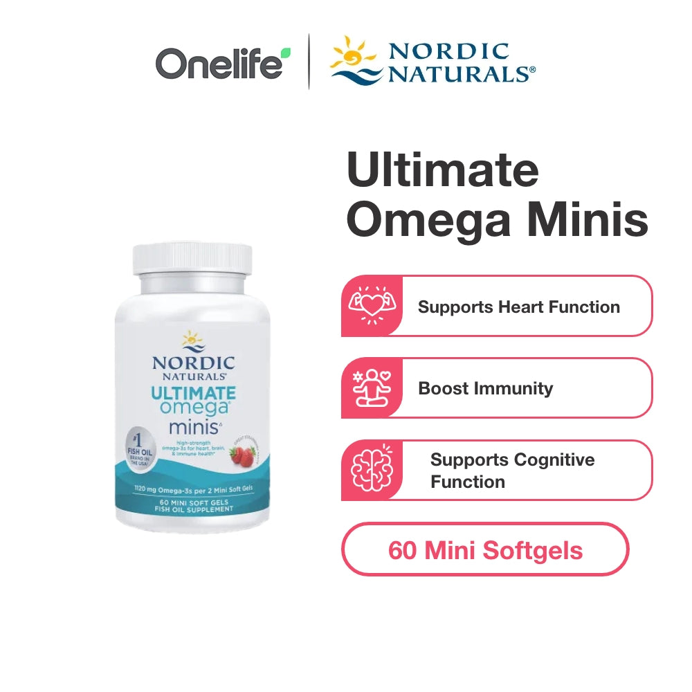 Ultimate Omega Minis 60 Mini Soft Gels (Strawberry Taste)