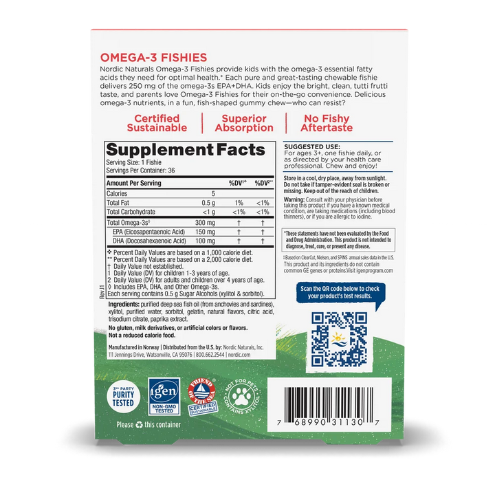 Nordic Naturals Zero Sugar Omega-3 Fishies | 300 mg Omega-3s