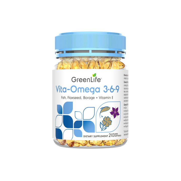 GreenLife Vita Omega 3-6-9 210 Mini Softgels - For Heart and Brain Health