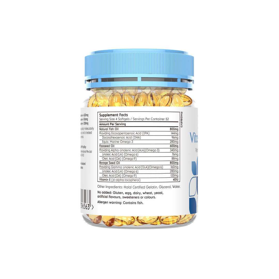 GreenLife Vita Omega 3-6-9 210 Mini Softgels - For Heart and Brain Health
