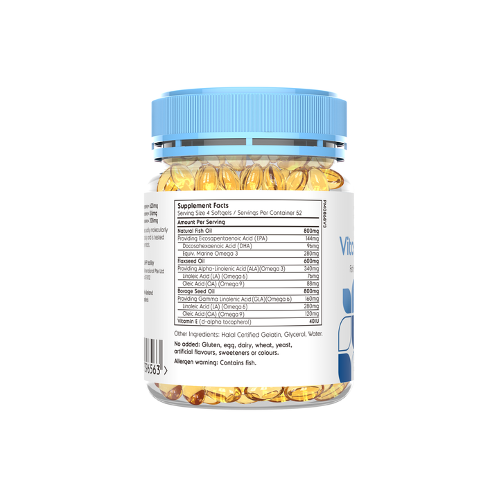 GreenLife Vita Omega 3-6-9 210 Mini Softgels - For Heart and Brain Health