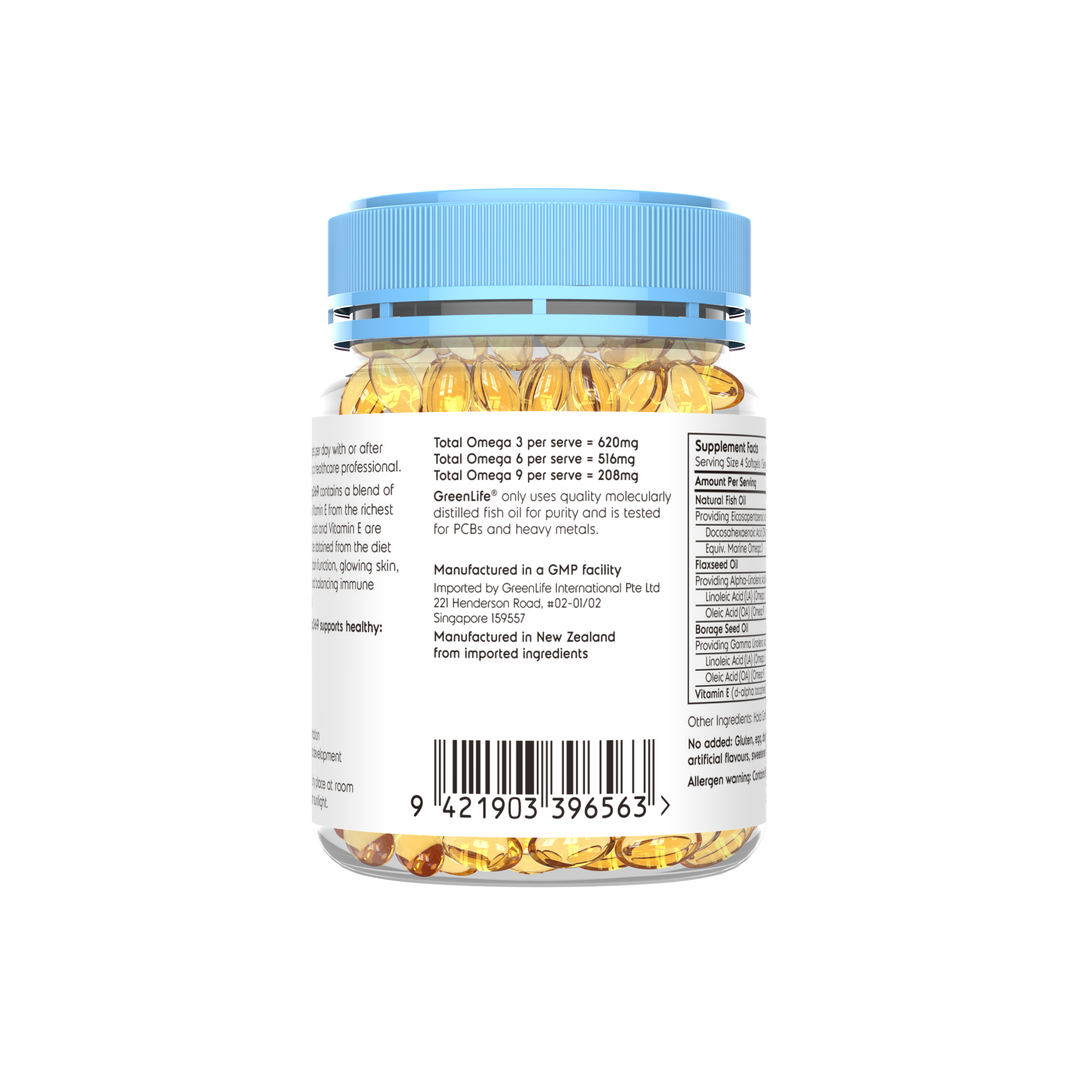 GreenLife Vita Omega 3-6-9 210 Mini Softgels - For Heart and Brain Health