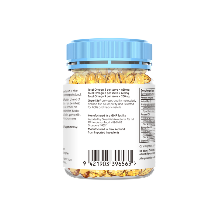 GreenLife Vita Omega 3-6-9 210 Mini Softgels - For Heart and Brain Health
