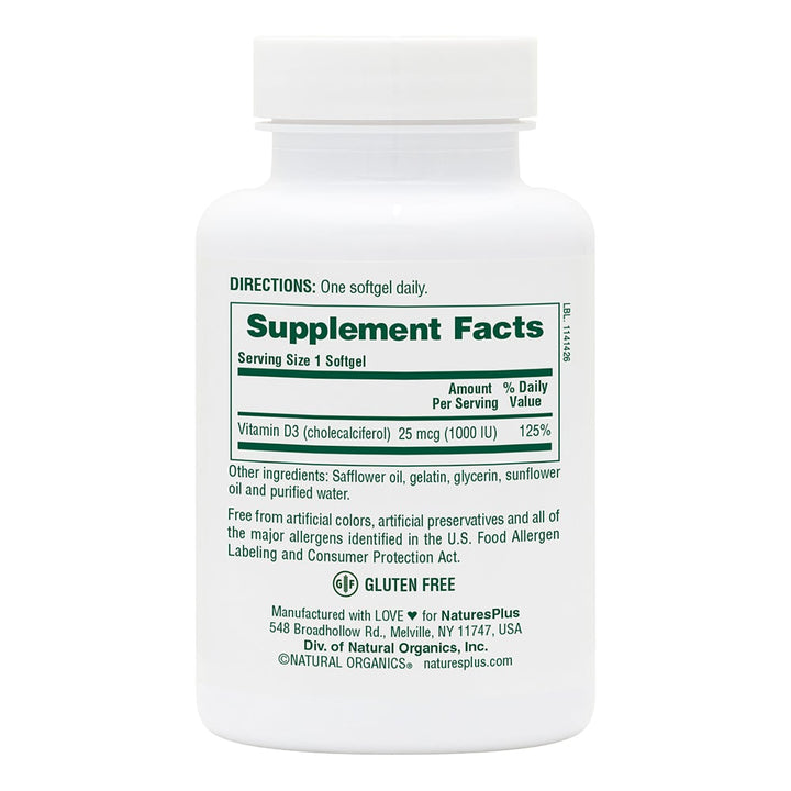 Vitamin D3 1000 IU 180 Softgels