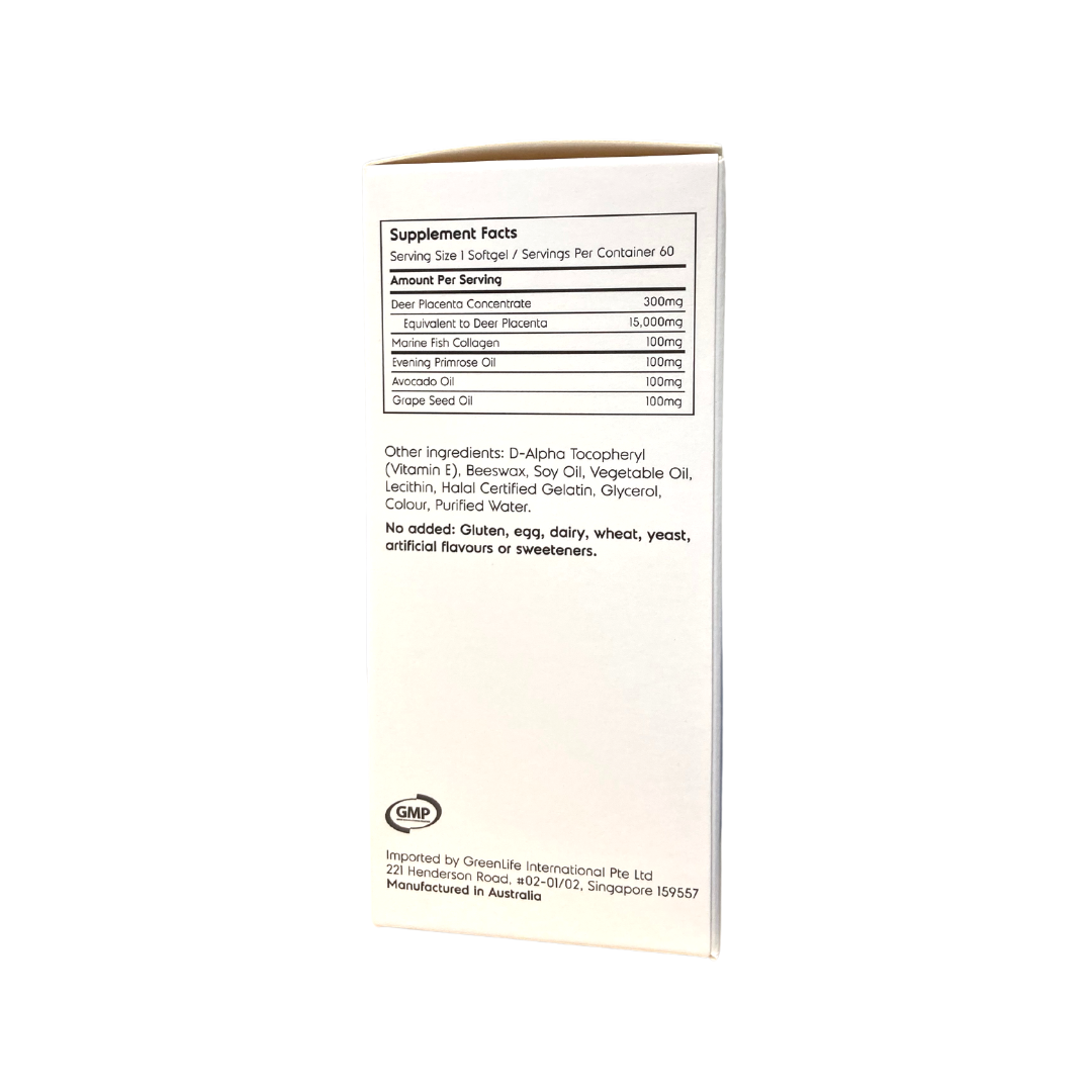 (Exp: Jan 2027) Derma Youth Deer Placenta 15,000mg: Skin rejuvenation, for radiant &amp; youthful skin | 60 softgels